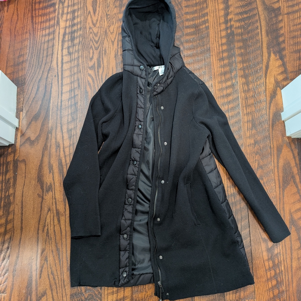 Max Studio Black Hooded Jacket